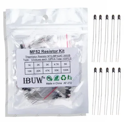 100 stücke = 10 Wert * 10 stücke ntc Thermistor-Widerstand-Kit NTC-MF52AT 1k 2k 3k 4,7 k 5k 10k 20k Image