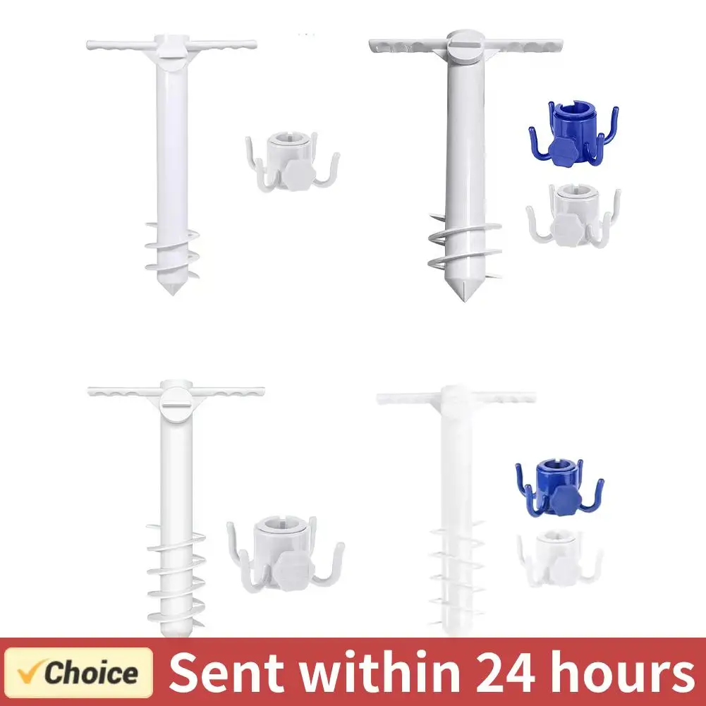 3/5 Spin Inserts Spiral schirmst ecker mit Haken Regenschirm Boden anker verstellbare Sonnenschutz halterung Ausrüstung für Sand boden Gras Image