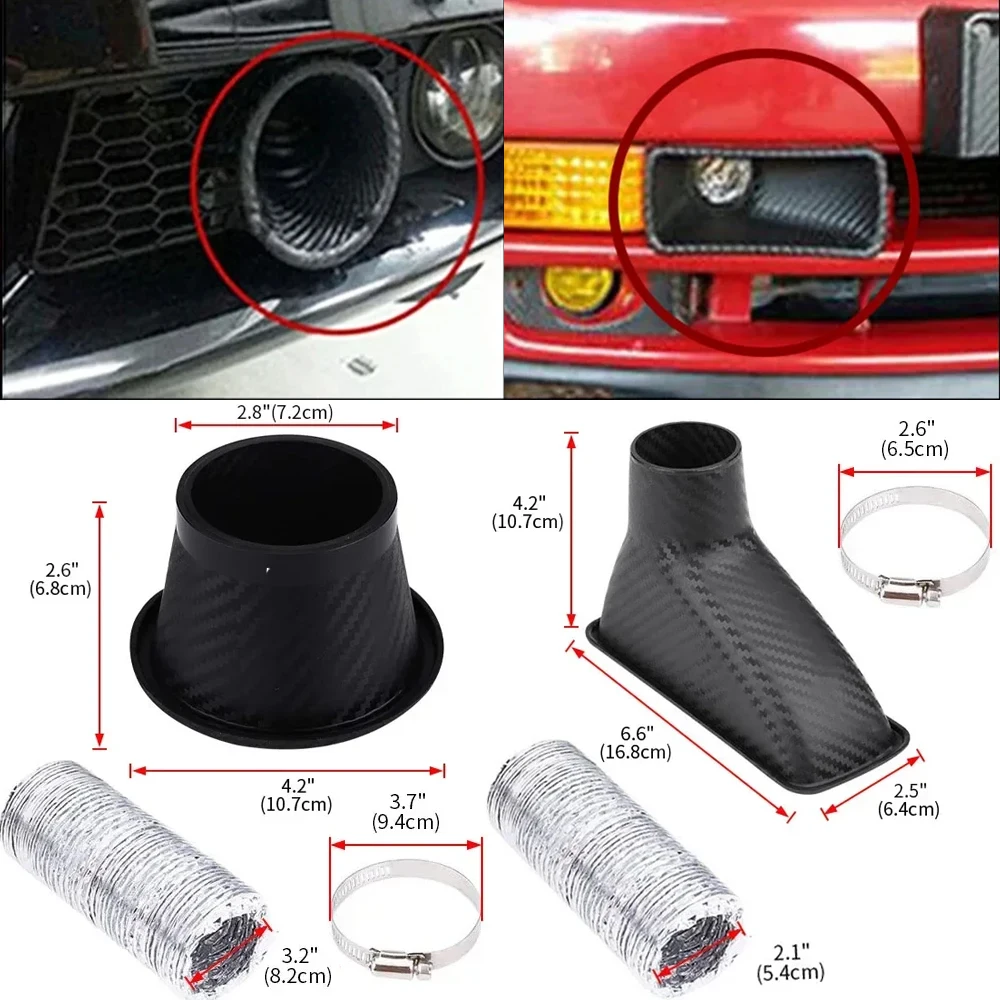 Universal Carbon Fiber geändert ABS Platz Runde Auto Front Stoßstange Turbo Trichter Turbine Einlass Lufteinlass Guide Teleskop Rohr Ki Image