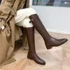 Vintage Frauen Schlanke Kniehohe Stiefel Mode Gürtel Schnalle Schuhe Herbst Winter Niedrigen Absatz Damen Moderne Lange Booties