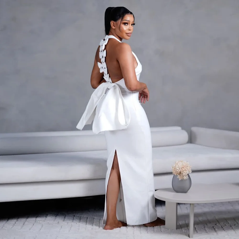 Weiß Rot Farbe Frauen Sexy Weg Von der Schulter Großen Bogen Bodycon Lange Verband Kleid Feiern Mode Abend Party Cocktail Kleid