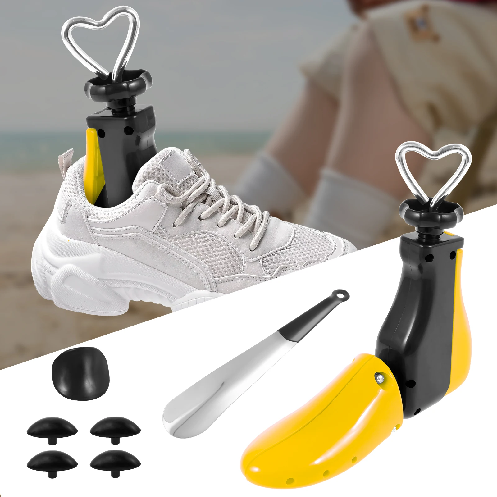 Universeller Schuhspanner, verstellbarer Stiefelspanner mit Schuhlöffel, Schuhspanner, Schuhspanner, Spanner für Herren- und Damenschuhe