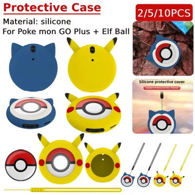 2/5/10PCS Schutzhülle Silikon Schutz Hartschale mit Handseil für Pokémon Go Plus/Crystal Image