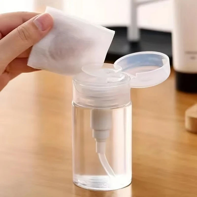 100 ml Pumpspenderflasche mit Klappdeckel, Pumpspenderflasche, 3 Stück, transparente Pumpflasche für Nagellackentferner, Alkohol, Make-up Image