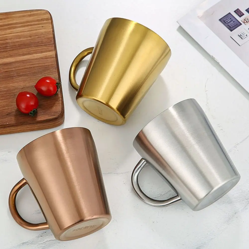 304 Edelstahl Wasser Tasse 300ml Doppels chicht Bier Tasse Esszimmer Trink geschirr Tassen langlebige Home Kaffeetassen mit Griff Image