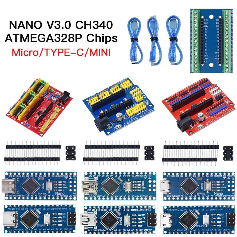 Saldatura cavo Mini/Tipo C/Micro USB Nano 3.0 con controller Nano compatibile con caricatore di avvio per driver USB Arduino CH340 ATMEGA328P