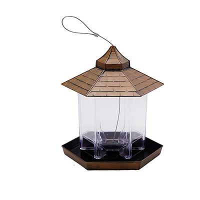 Wild Bird Feeder Hanging Waterproof Gazebo Birdfeeder with Roof Gray