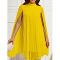 Damen Minikleid Casual kleid Elegant Stilvoll Brautkleider schlicht Urlaub Täglich Regular Fit Glatt Langarm Rollkragen Weiß Gelb Rote Orange Sommer