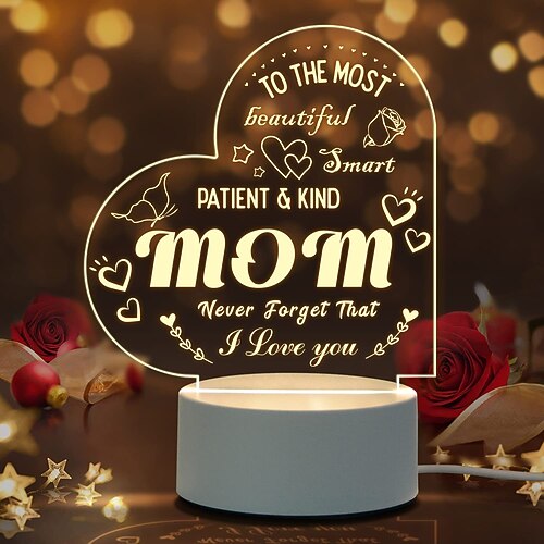 Weihnachtsgeschenke für Mama Gravierte Nachttischlampe für Mama - Perfektes Geschenk von Tochter oder Sohn zum Muttertag Weihnachten Valentinstag - USB betriebene LED-Lampe mit klarem Text schönen Image
