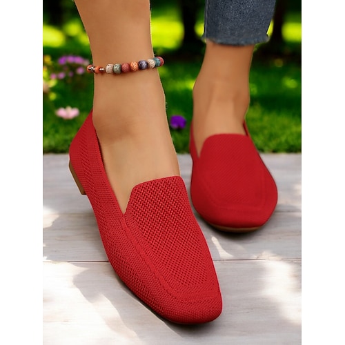 Slip-On-Flyknit-Schuhe mit weichem Strick-Obermaterial, lässigem Stil und faltbarer gepolsterter Sohle für bequemen Tragekomfort im Sommer und bei täglichen Aktivitäten Image