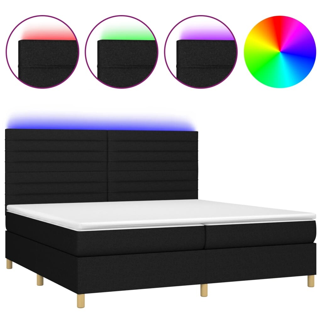vidaXL Boxspringbett mit Matratze & LED Schwarz 200x200 cm Stoff Image