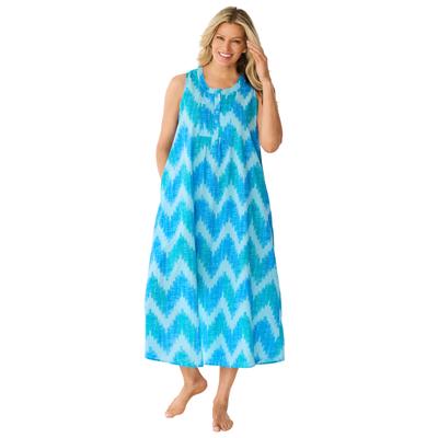 Plus Size Women's Dreams & Co® Bib Lounger by Dreams & Co. in Crystal Sea Chevron (Size 1X)