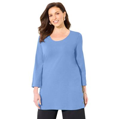 Plus Size Women's Suprema® Studio Snap Accent Tunic by Catherines in French Blue (Size 2X)