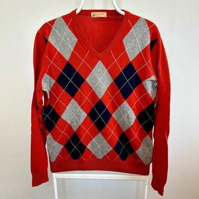 J. Crew Sweaters | Jcrew Cotton/Cashmere Argyle Vneck Sweater | Color: Blue/Orange | Size: S