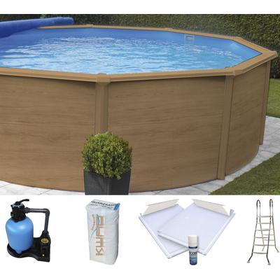 Rundpool KWAD "»Supreme« all in Premium Folie", blau (braun, farbe innen: blau), B:460cm H:132cm L:460cm, Schwimmbecken, ØxH: 460x132cm, inkl. Bodenisolationsset Image