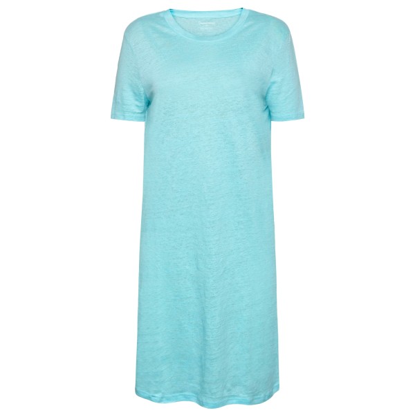 KnowledgeCotton Apparel - Women's Linen S/S T-Shirt Dress - Kleid Gr L blau/türkis