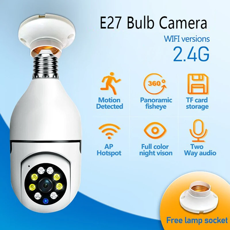 2,4G Wifi IP E27 Birne Überwachung Kamera Nachtsicht Wireless Home Kamera HD CCTV Video Sicherheit Schutz Baby Mini kamera Image