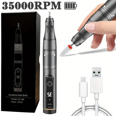 35000RPM Cordless Nail Drill Machine For Gel Polish Electric Nail Sander Rechargeable Portable Nail