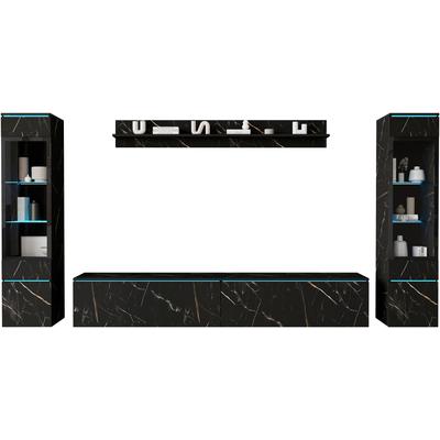 Wohnwand INOSIGN "VERA II, Vitrinen Türanschlag wechselbar", san sebastian, B:260cm H:130cm T:33cm, Kastenmöbel-Sets, Mediawand 260 cm, Vitrine mit Verglasung, stehend und hängend, Topseller Image