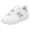 Plateausneaker RIEKER SPORT, Damen, Gr. 41, weiß multi, schmucklibelle, Leder, kontrastfarbene Details, casual, Schuhe, mit stylischen Metallic-Details, Freizeitschuh, Halbschuh, Schnürschuh