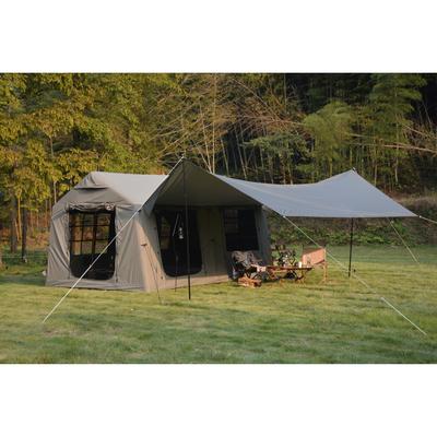 9.8 x 13 Ft Modern Camping Tent with Manual Air Pump, Mesh Windows, Waterproof and Windproof, Accommodates 7-8 People