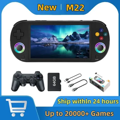 M22 Pro Retro Handheld Game Console 5.0 Inch IPS Screen 1920*1080 Display Support LINUX Emelec 4.3