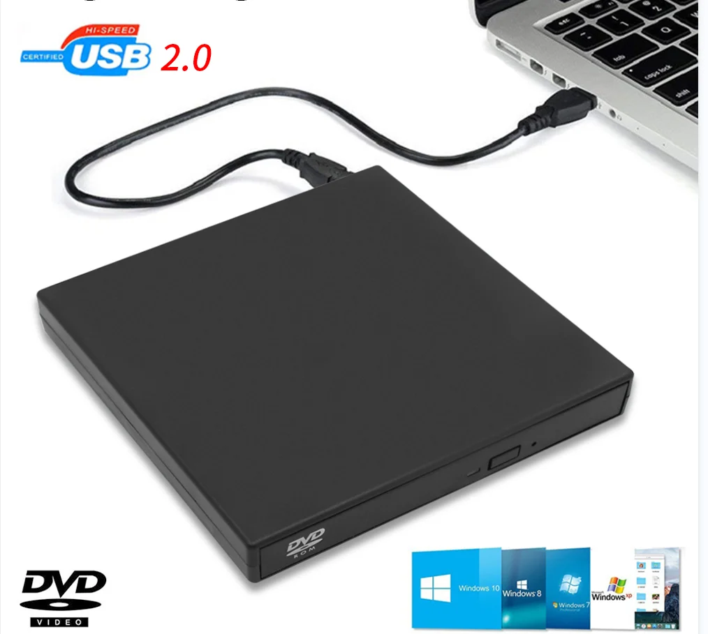 Lettore CD DVD esterno USB Unità CD/DVD Unità disco esterna USB 2.0 CD-ROM DVD-ROM ottica per MacBook Laptop PC desktop