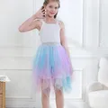 Ragazze Tutu principessa gonne bambini arcobaleno festa di compleanno Performance gonne gonna da ballo a strati irregolari gonna quotidiana per bambini