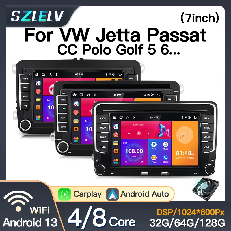 7 zoll Carplay Video Player Autoradio Für VW Volkswagen Jetta Passat CC Polo Golf 5 6 Multimedia Auto radio Android 13 Auto 2 Din Image