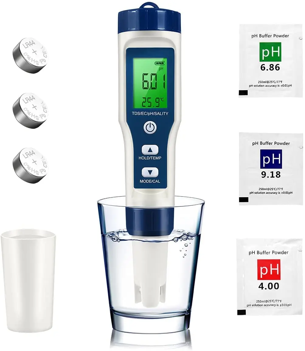 2024 neuer tds ph meter salz/tds/ec/temperatur messer digitaler wasser qualitäts monitor tester für pools, trinkwasser, aquarien Image