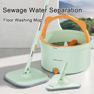 Dirty Separation Spin Mop Household Cleaning Wet and Dry Mop Easy To Drain Squeeze Replacable Heads Mops Window Cleaner Tool