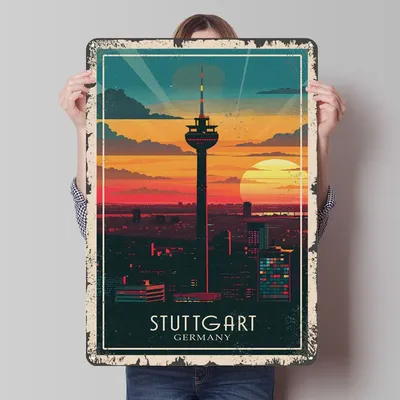 Stuttgart Deutschland Reise Metall Poster Raumdekoration Benutzerdefinierte Metallblechschilder für