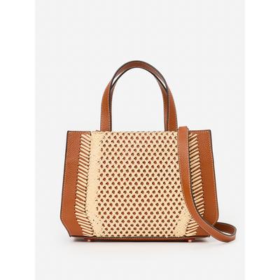 J.McLaughlin Women's Belleair Leather & Raffia Handbag Vachetta | Raffia/Leather