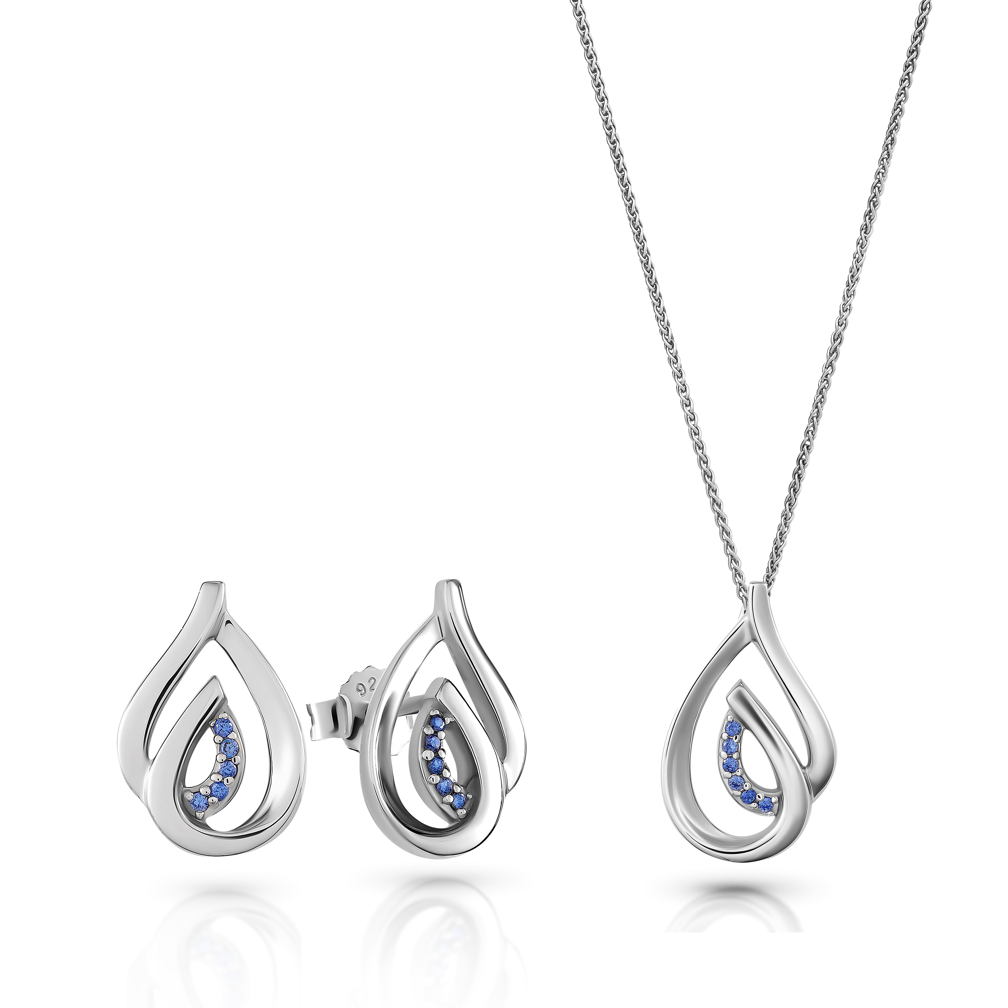 Orphelia 'Dazzle' Damen 925 Sterling Silber Set: Kettenanhänger + Ohrringe - Silber SET-7518/B Image