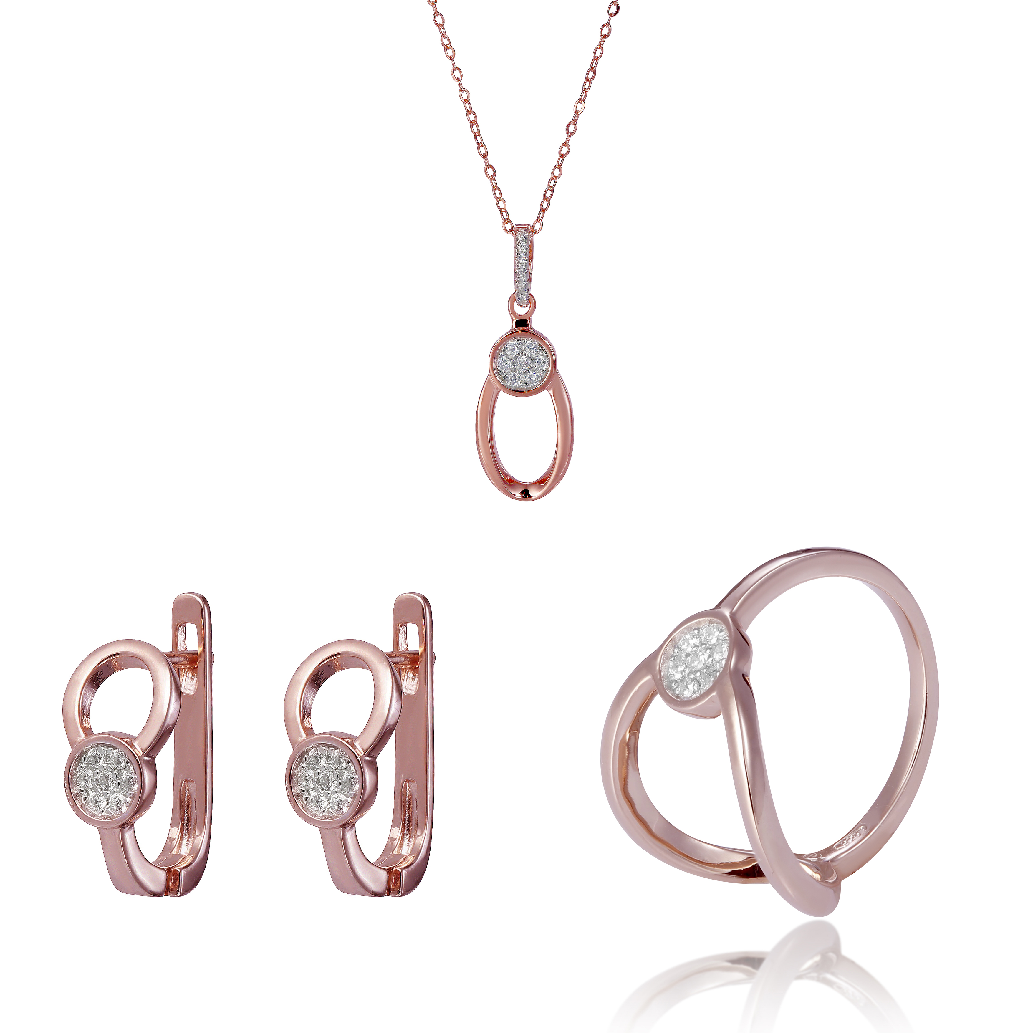 Orphelia 'Gigi' Damen-Set aus 925er Sterlingsilber: Halskette + Ohrringe + Ring – Rosé SET-7439 Image