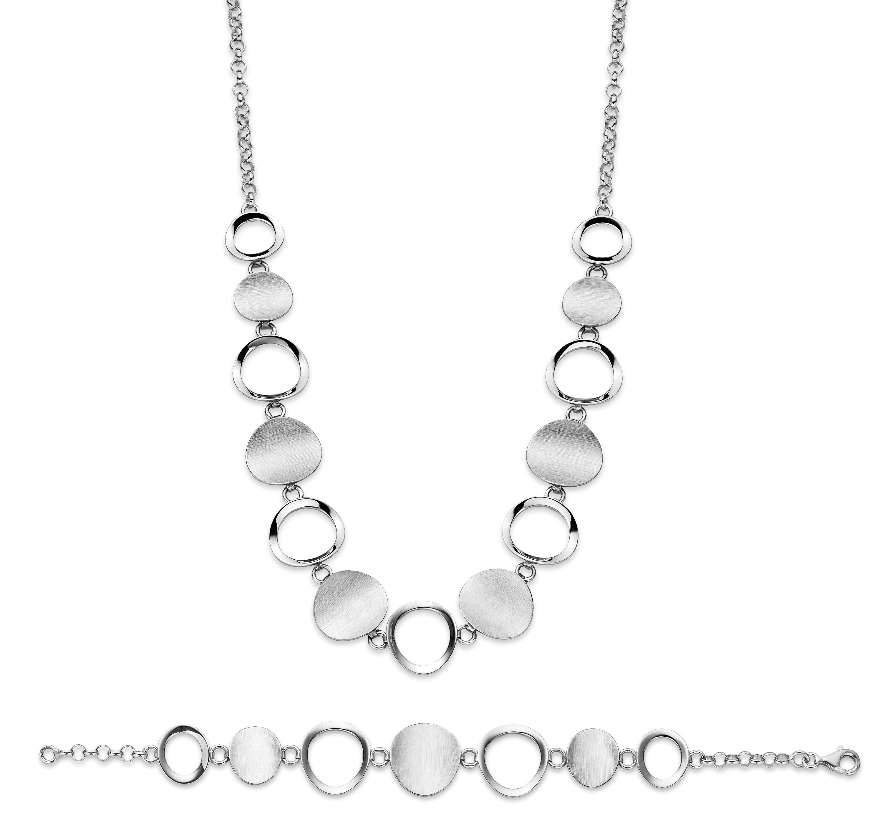 Orphelia Damen 925 Sterling Silber Set: Kette + Armband - Silber SET-025 Image