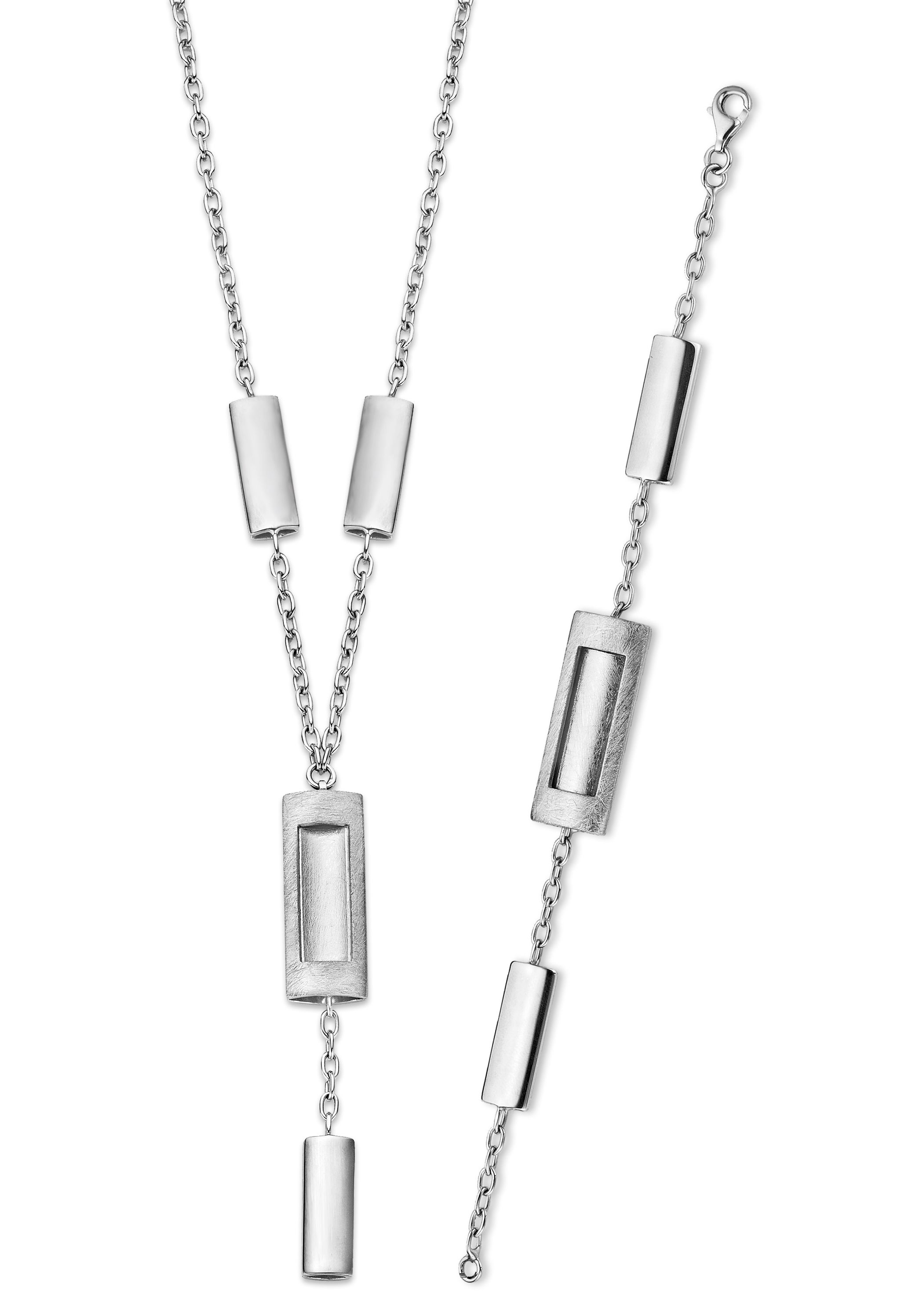 Orphelia Damen 925 Sterling Silber Set: Kette + Armband - Silber SET-046 Image