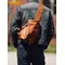 New Designer Mens Large Capacity Chest Bag Wide Strap Cowhide Genuine Leather Shoulder Bag Male