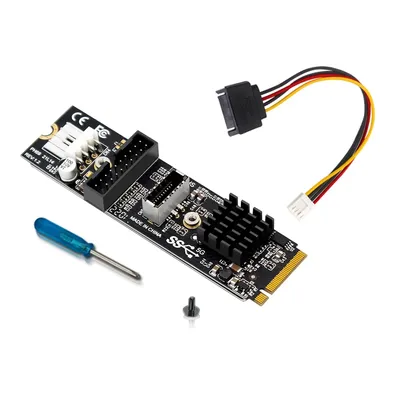 M.2 M KEY PCIe to USB 3.1 Front Panel 5Gbps TYPE-E&C+19/20Pin Expansion Card USB3.0 Adapter Hub
