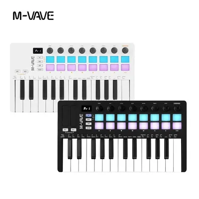 M-VAVE SMK-Ⅱ 25 Key MIDI Keyboard Controller With 16 Backlit Drum Pads, Bluetooth Semi Weighted