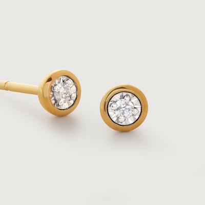 Gold Solitaire Diamond Small Stud Earrings Lab Grown Diamond