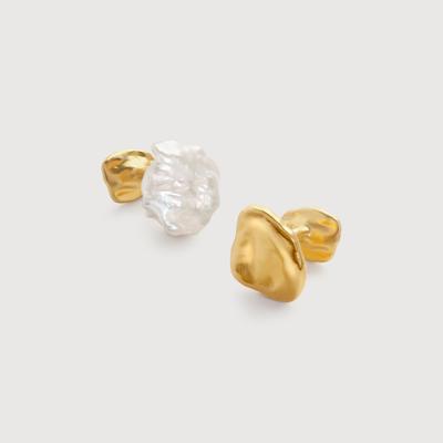 Gold Amy Powney Keshi Pearl Cufflinks Pearl