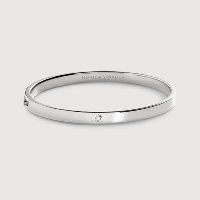Sterling Silver Solitaire Diamond Bangle Lab Grown Diamond