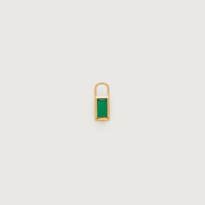 Gold Baguette Gemstone Hoop Charm Green Onyx