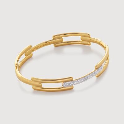 Gold Signature Link Pavé Diamond Bangle Lab Grown Diamond