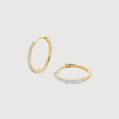 Gold Diamond Small Hoop Earrings Lab Grown Diamond