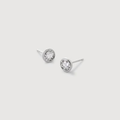Sterling Silver Solitaire Diamond Medium Stud Earrings Lab Grown Diamond