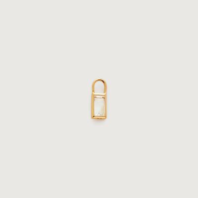 Gold Baguette Gemstone Hoop Charm Rock Crystal