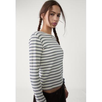 Stradivarius Basic striped T-shirt Navy blue S