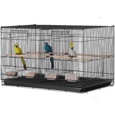 Vogelkäfig, 18 Zoll, klein und stabil mit Trennwand, für Papageien und Wellensittiche, schwarz – Image